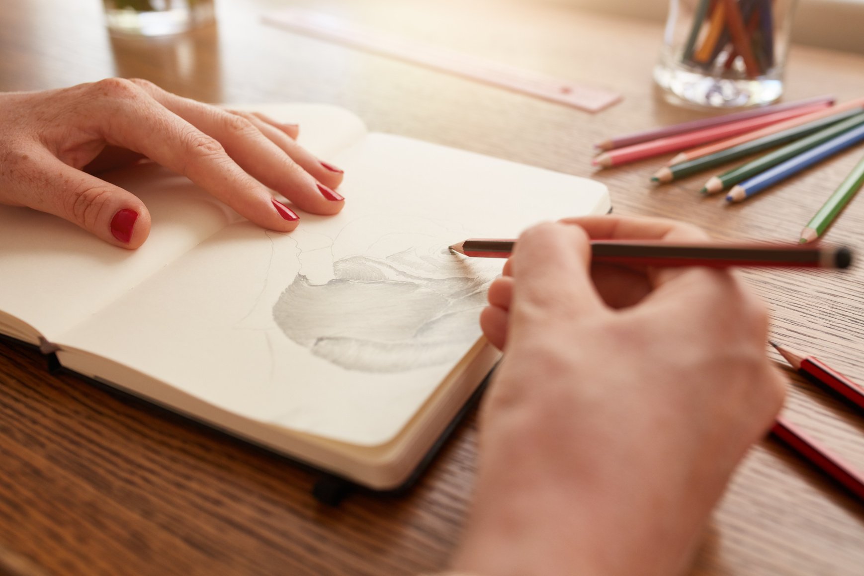 Woman Hands Sketching